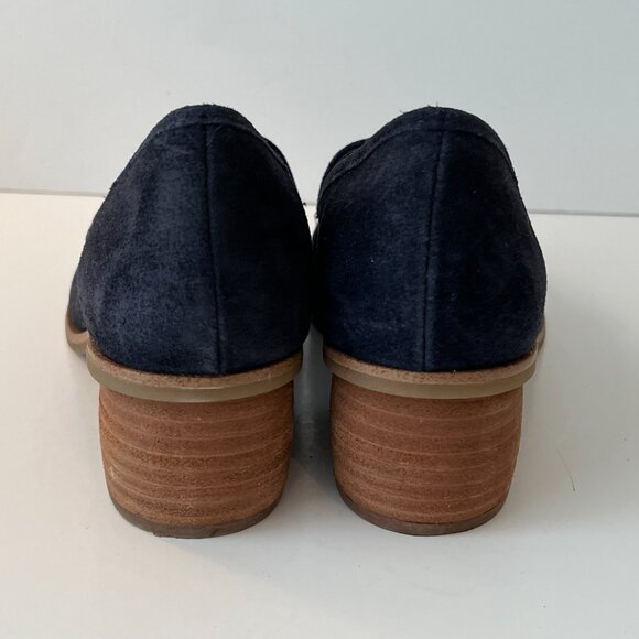 Sofft Napoli Navy Suede Leather Stacked Heels Slip on Loafers ~ Women's Size 8M - Picture 6 of 13